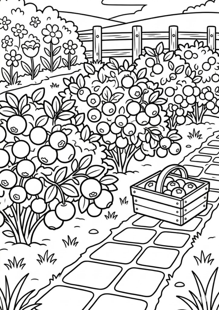 Heidelbeeren - Obst Ausmalbild