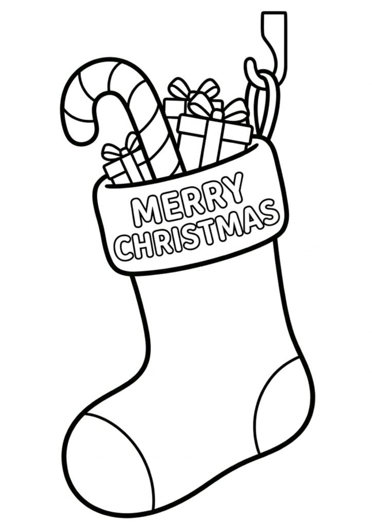 Weihnachtsstrumpf - Ausmalbild
