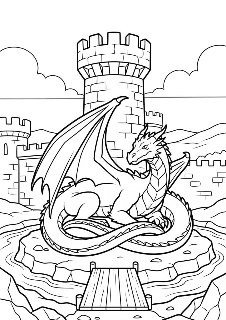 Drache Ausmalbild - kostenlos zum Ausdrucken