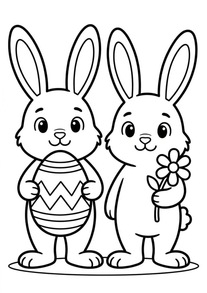 Osterhasen-Paar - Ausmalbild