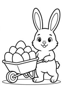 Der Osterhase verteilt Eier - Ausmalbild