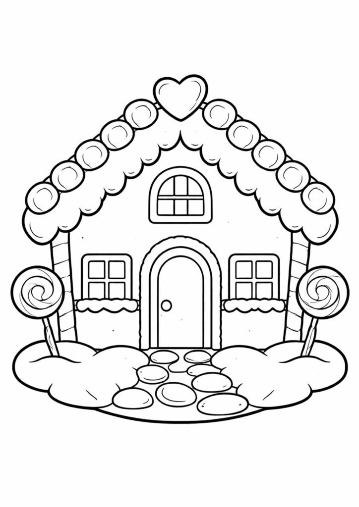 Lebkuchenhaus - Ausmalbild zum Ausdrucken