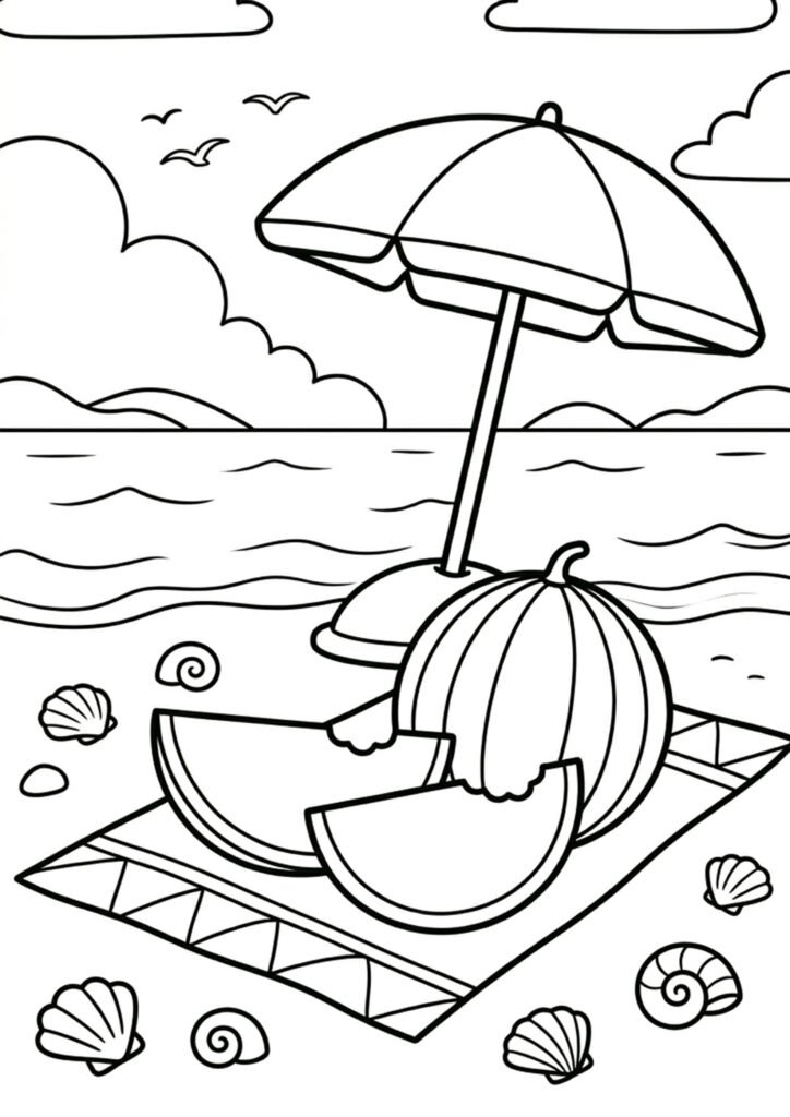 Melone kostenloses Ausmalbild 
