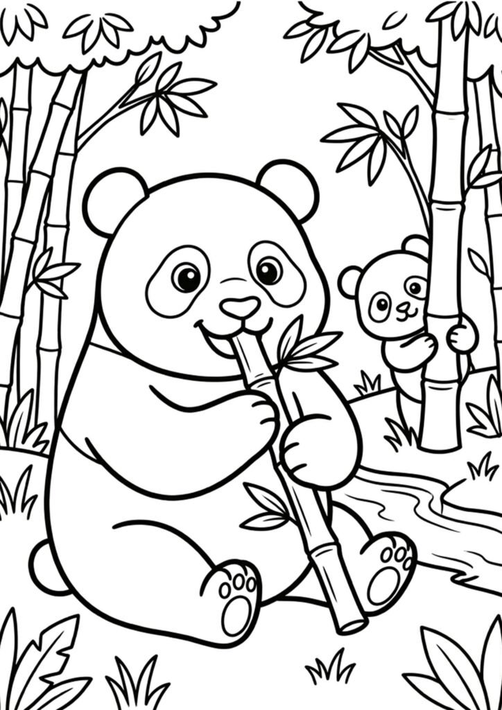Pandas - Tiere Ausmalbild zum Ausdrucken