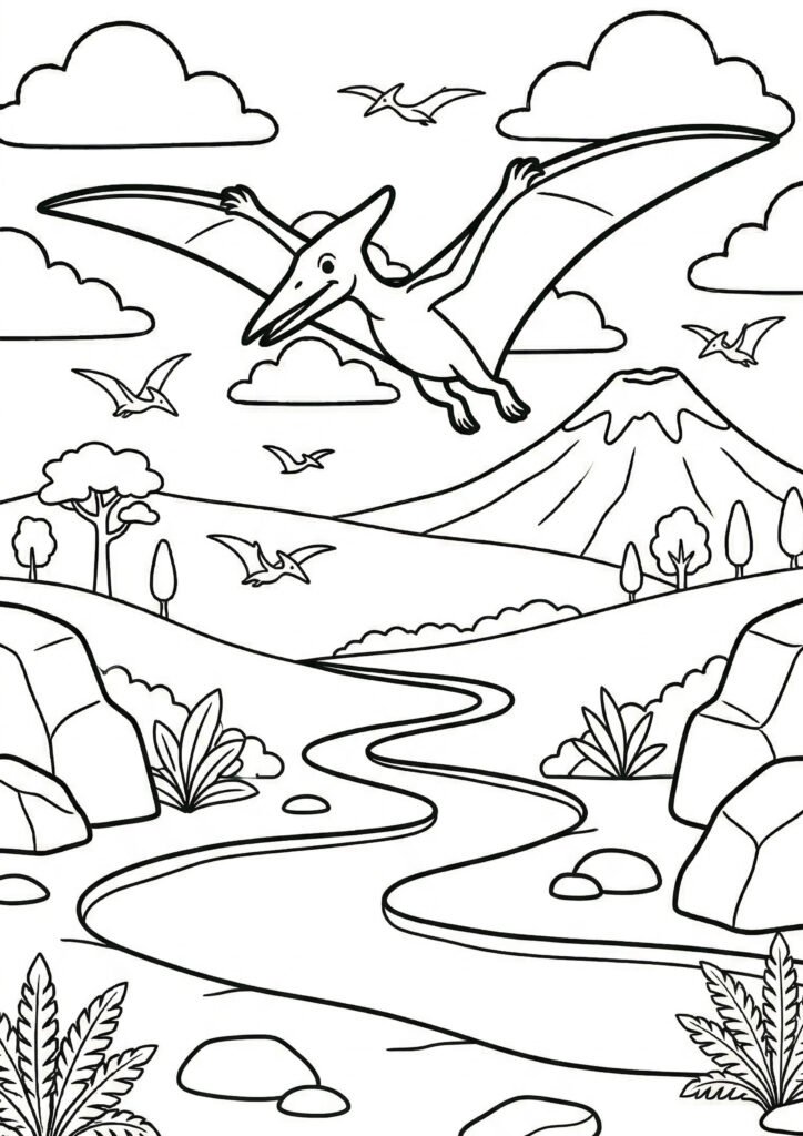 Pterodaktylus Dino - kostenloses Ausmalbild