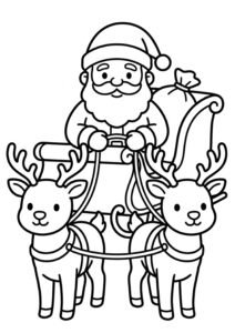 Weihnachtsmann auf dem Schlitten - Ausmalbild zum Ausdrucken