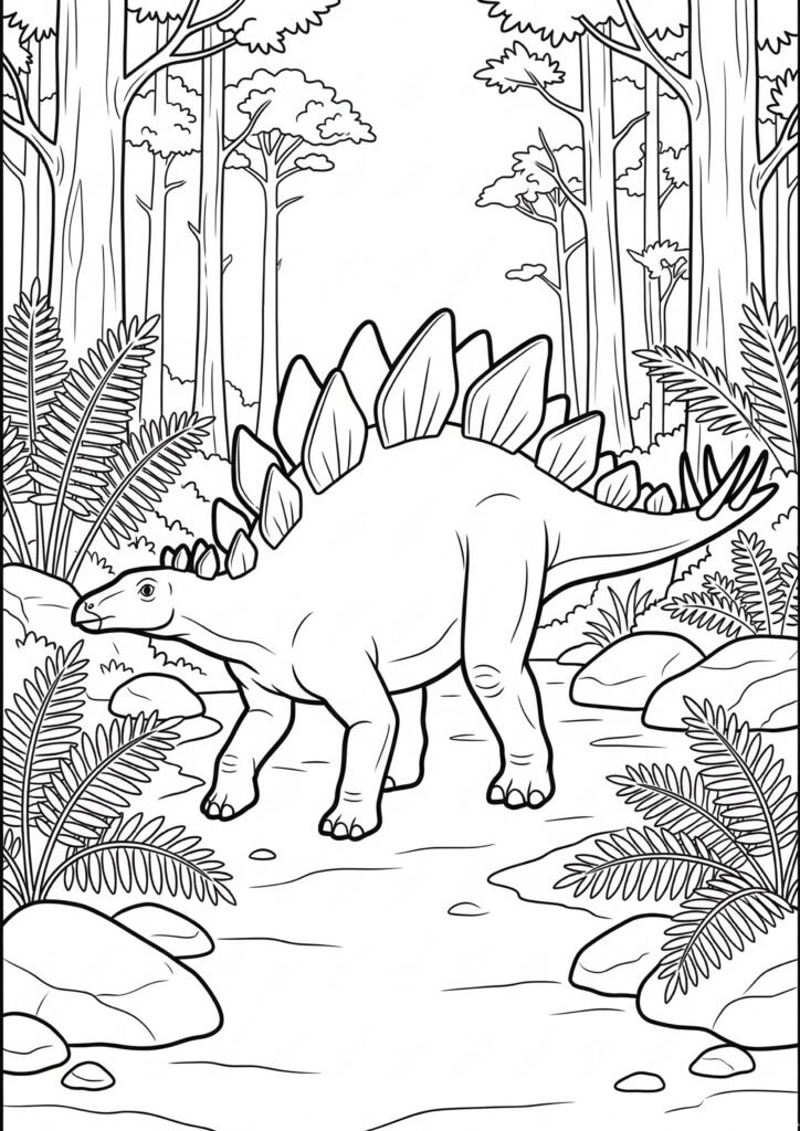 Dinosaurier-Malvorlage zum kostenlosen Ausdrucken.