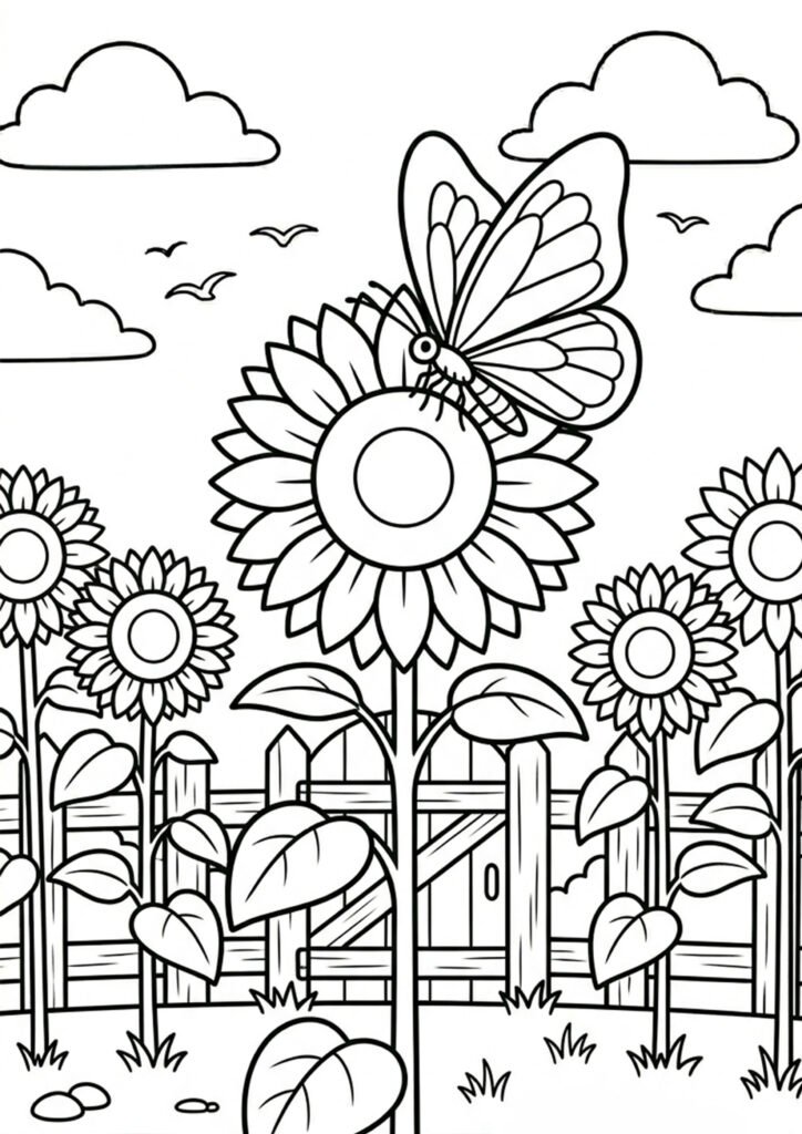 Sonnenblume Ausmalbild zum Ausdrucken