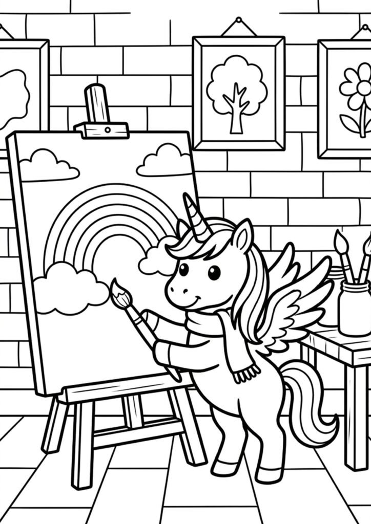 Einhorn Ausmalbild kostenlos zum Ausdrucken
