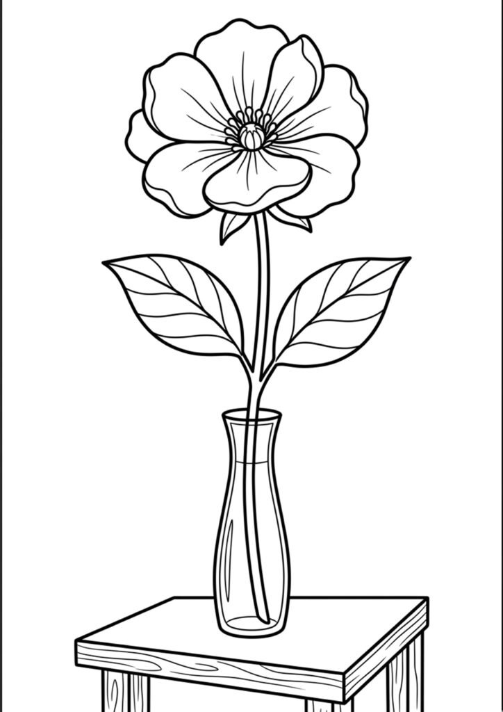 Blume in der Vase - Malvorlage zum Ausdrucken