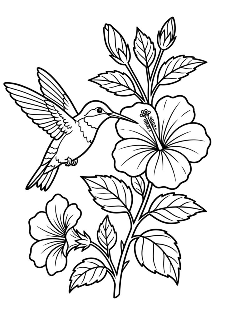 Kolibri - Vogel-Ausmalbild zum Ausdrucken