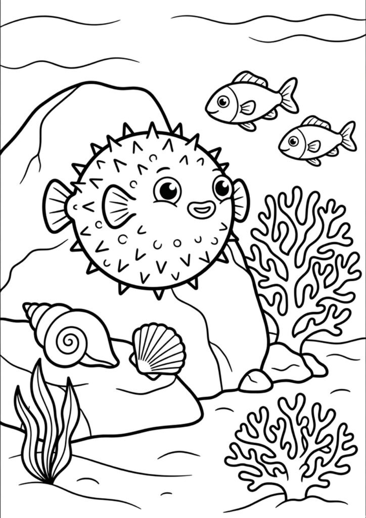 Kugelfisch - Ausmalbild