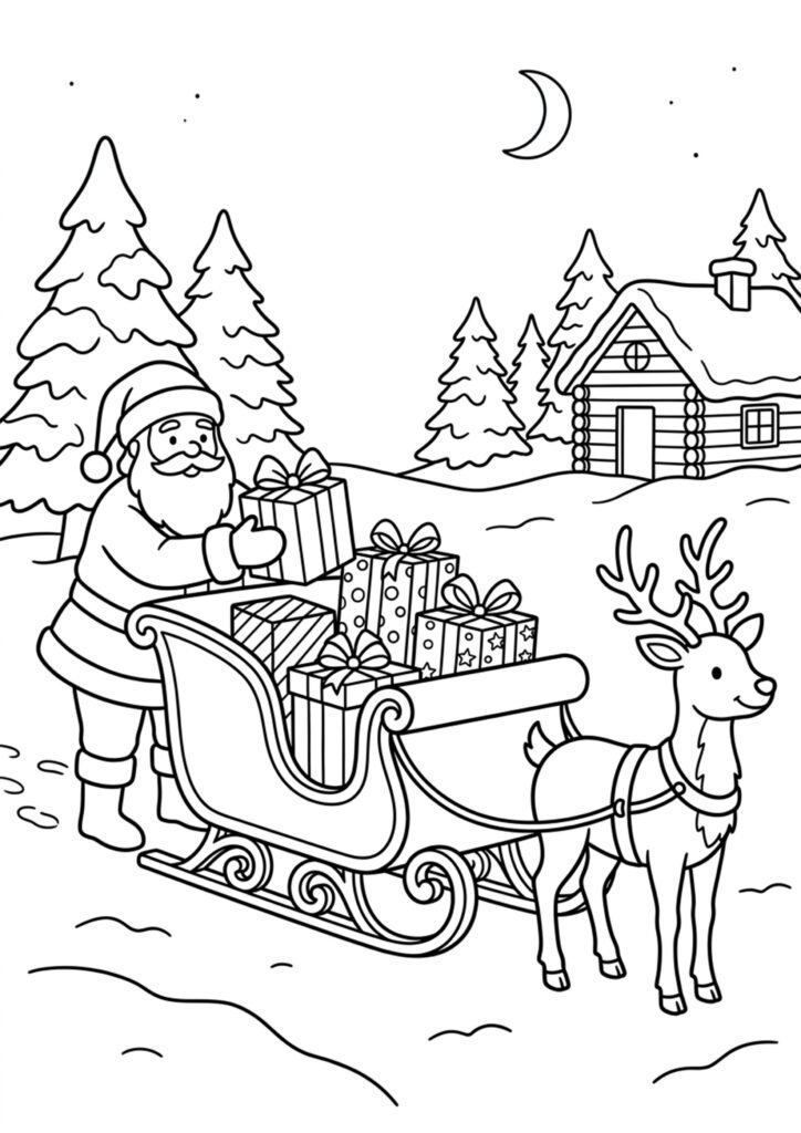 Weihnachtsmann-Schlitten wird geladen